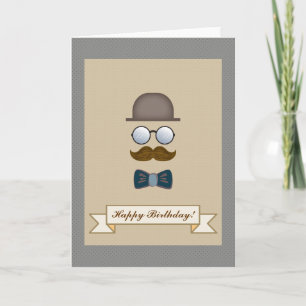 Top Hat, Mustache, Brille und Bow Krawatte Geburts Karte