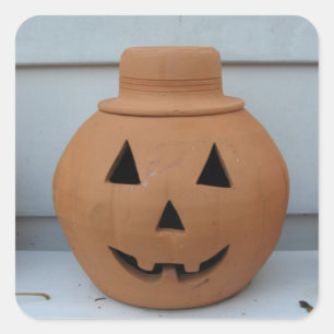 Top Hat Pumpkin Quadratischer Aufkleber