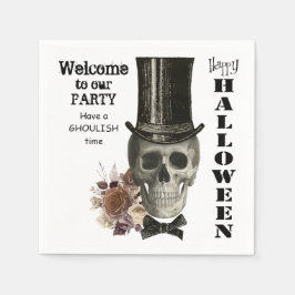 Top Hat Skull Halloween Serviette
