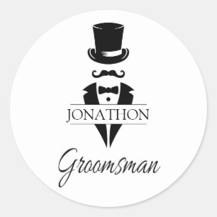 Top Hat Tux Mustache Wedding Bachelor Party Runder Aufkleber