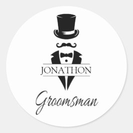 Top Hat Tux Mustache Wedding Bachelor Party Runder Aufkleber