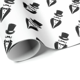 Top Hat Tuxedo Mustache Wedding Geschenkpapier