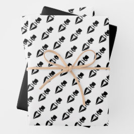 Top Hat Tuxedo Mustache Wedding Geschenkpapier Set