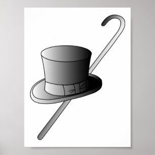 Top Hat und Cane Poster