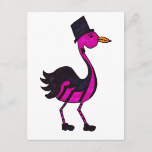 Top Hat und Schwanz Flamingo Postkarte