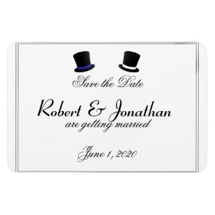 Top Hats Bow Krawatte Blue Gay Wedding Save the Da Magnet