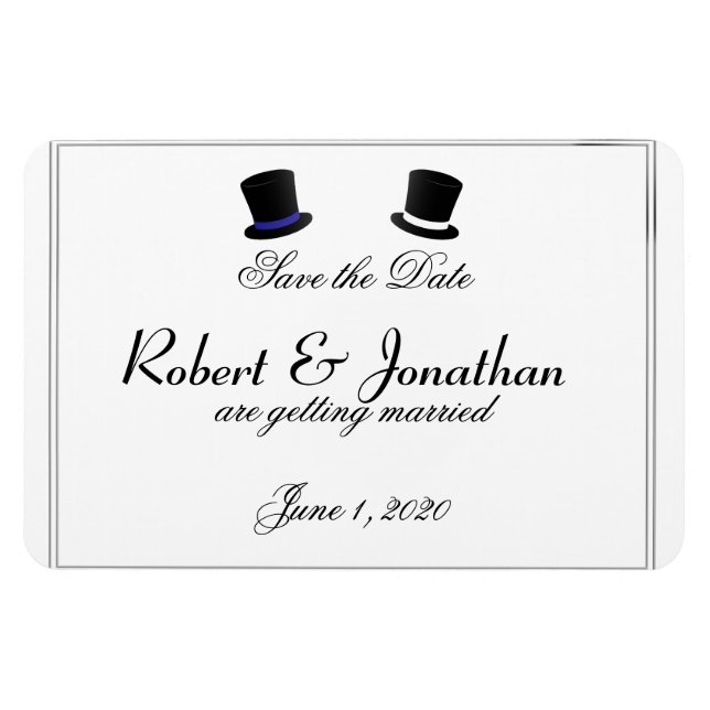 Top Hats Bow Krawatte Blue Gay Wedding Save the Da Magnet (Horizontal)