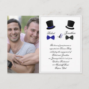 Top Hats und Bow Krawatte Gay Wedding Verlobung Einladung