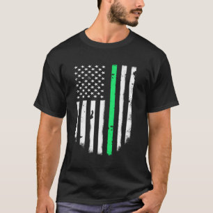 Top-Jacket mit dünner grüner Linie USA T-Shirt