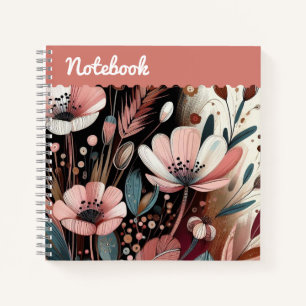 Top-Label Rosa Wildblume mit Golden Accent Notizbuch