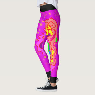 Top-Mode-Design Rosa und Orange Multi gemustert Leggings