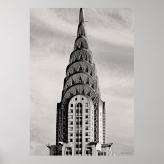 Top of the Chrysler Gebäude NYC - B&W Poster