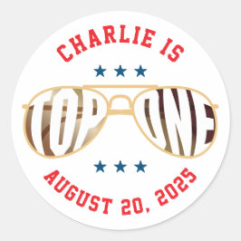 Top One Fighting Pilot Thema ersten Geburtstag Runder Aufkleber