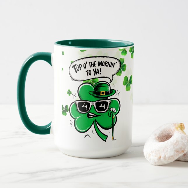 Top O's Mornin-Kleeblatt Tasse (Mit Donut)