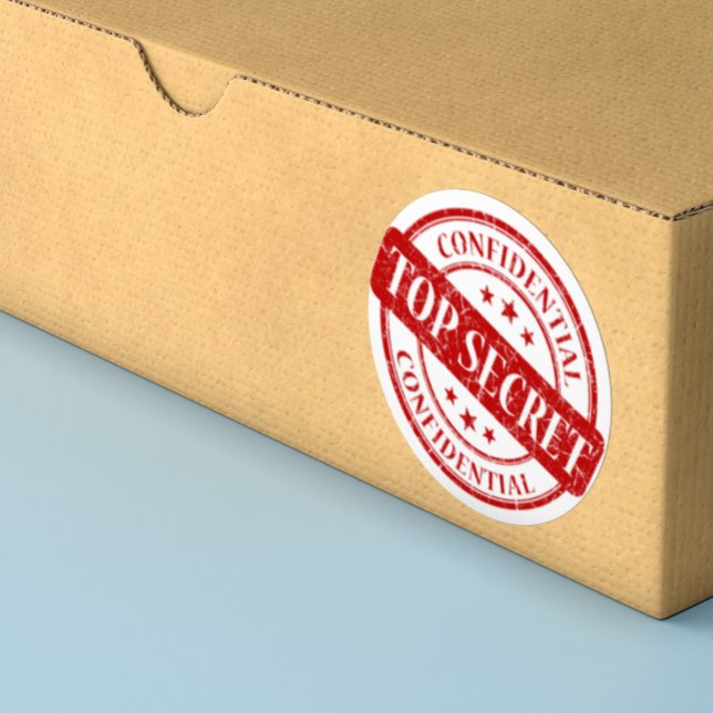 Top Secret Confidential Briefmarke White Red Runder Aufkleber (Top Secret Confidential Stamp White Red Classic Round Sticker)