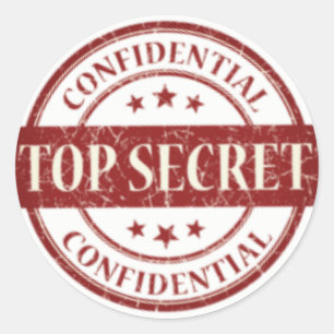 Top Secret Confidential Briefmarke White Stars Bur Runder Aufkleber