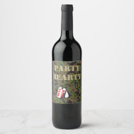 Top Secret GI Camouflage Party Hearty Weine Labels Weinetikett