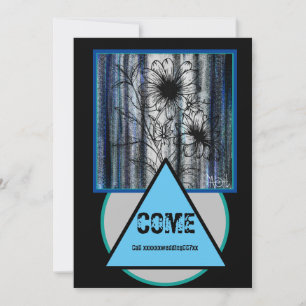 Top Secret Hochzeit Schwarz und Blau Einladung