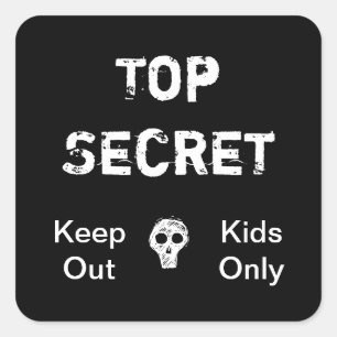 Top Secret Kids Quadratischer Aufkleber
