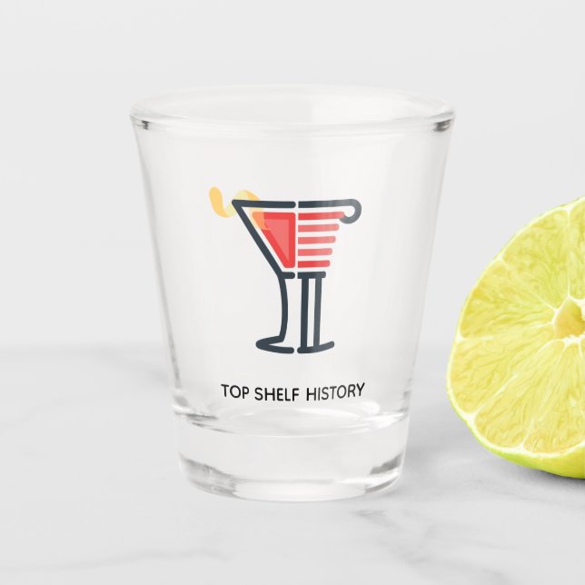 Top-Shelf-Historie-Showglas Schnapsglas (Vorderseite)