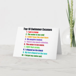 Top Ten Swimmer Ausreden Karte