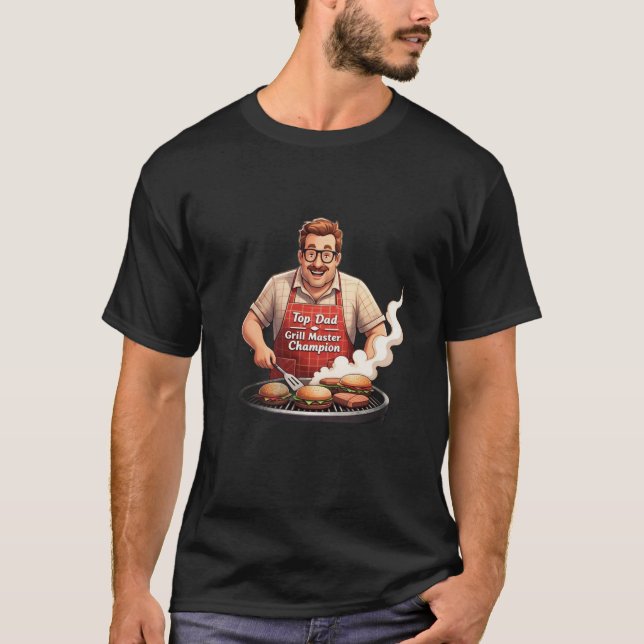 "Top Vater Grill Master Champion" Barbecue Pater T-Shirt (Vorderseite)