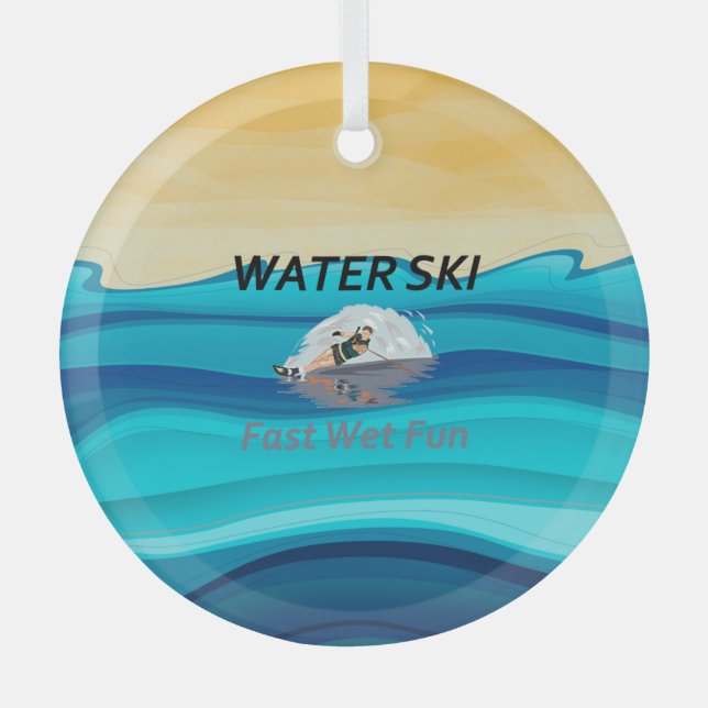 TOP Water Ski Glass Ornament (Vorderseite)