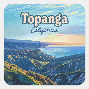 Topanga Kalifornien Canyon Los Angeles Vintage Quadratischer Aufkleber