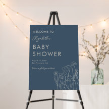 Topas Blau Wildblumen-Baby-Shower-Willkommensschil