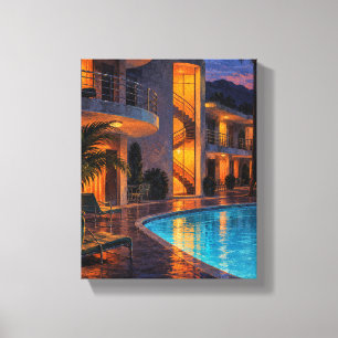 Topas-Treppenhaus im Blue Hour Motel - Neo Deco Leinwanddruck