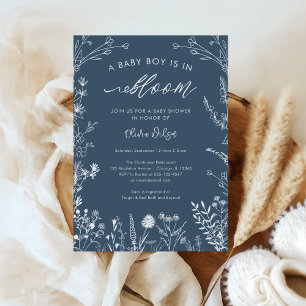 Topaz Blue Wildblume Baby Boy in Bloom Baby Shower Einladung