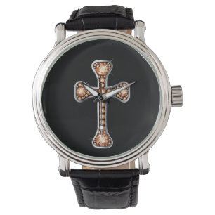 "Topaz-" christliches Kreuz in der silbernen Uhr