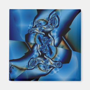 Topaz Fraktal in Blau und Weiß Magnet