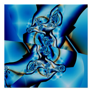 Topaz   Fraktal in Blau und Weiß Poster
