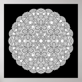 Topaz Moonlight Crystal Mandala Coloring Poster