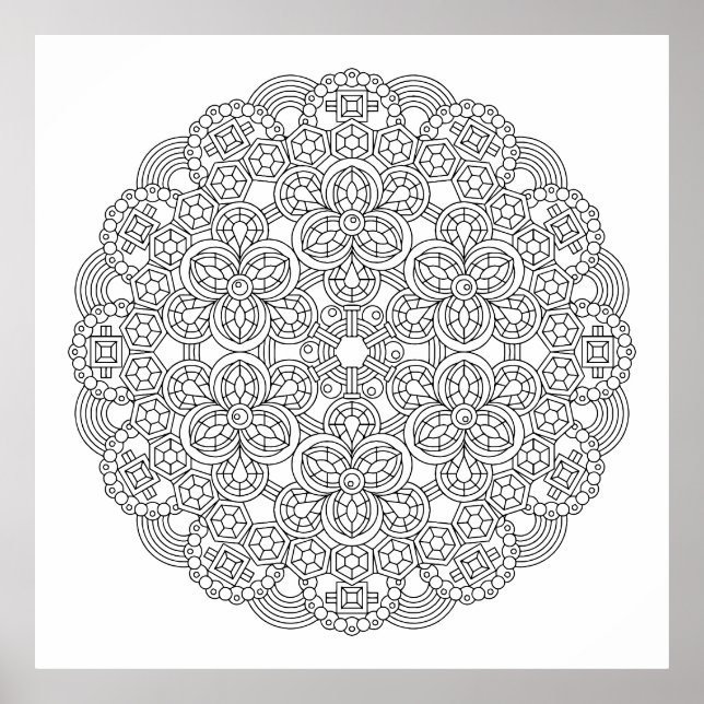 Topaz Moonlight Crystal Mandala Coloring Poster (Vorne)