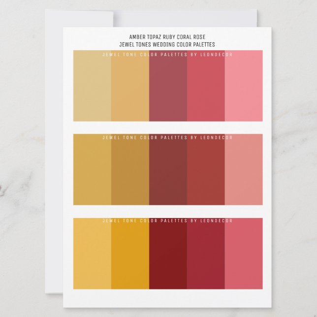 Topaz Ruby Coral Rose Jewel Tone Hochzeitfarben (Vorderseite)