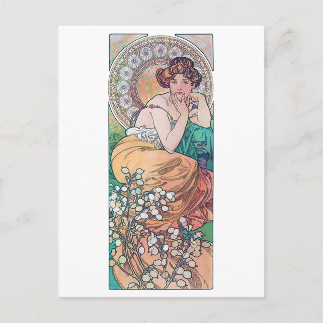 Topaz (Vier Juwelen), Alphonse Mucha Postkarte (Vorderseite)