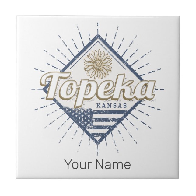 Topeka City Kansas United Staaten Sunflower USA Fliese (Vorderseite)