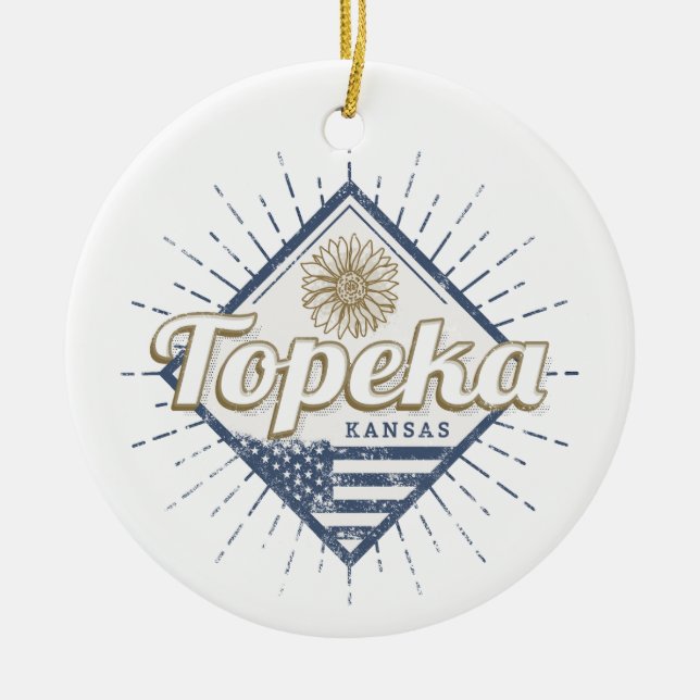 Topeka City Kansas United Staaten Sunflower USA Keramik Ornament (Vorne)