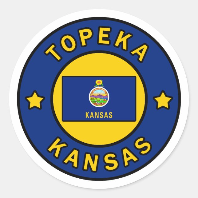 Topeka Kansas Runder Aufkleber (Vorderseite)