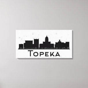 Topeka, Kansas   Schwarz-Weiß-City-Skyline Leinwanddruck