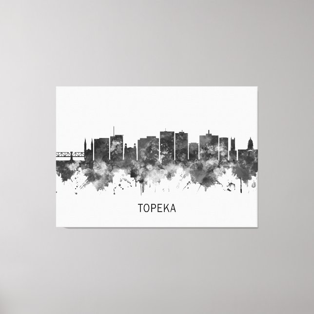 Topeka Kansas Skyline BW Leinwanddruck (Vorderseite)