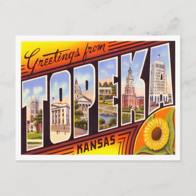 Topeka, Kansas Vintag Big Letters Postcard Postkarte (Vorderseite)