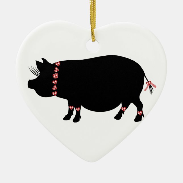 Topf Bellie Schwein (rot) Keramikornament (Vorne)
