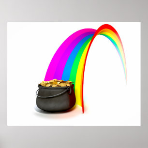 Topf O Gold am Ende eines Regenbogens Poster