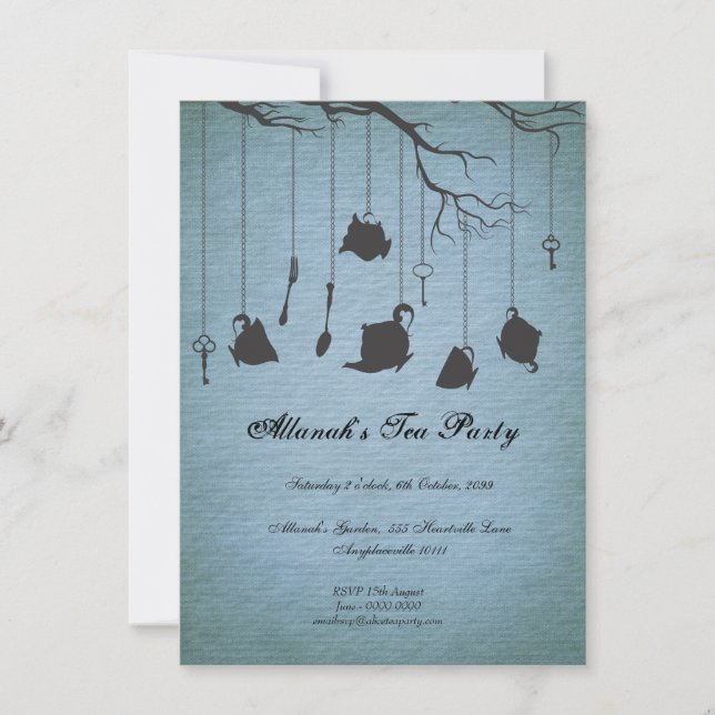 Töpfchen & Schlüssel Geburtstag Tee Party Einladung (Vorderseite)