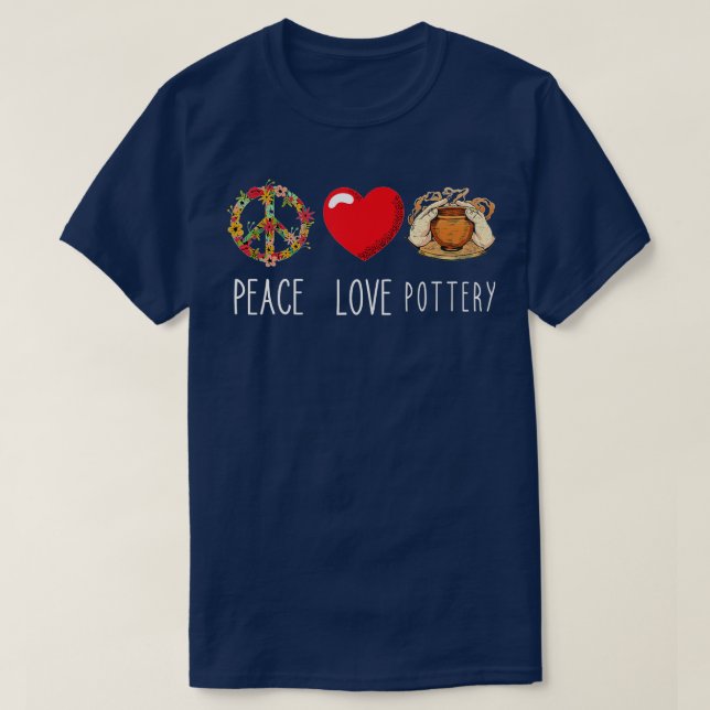 Töpferei Liebe Peace Heart Sign Pottery Maker Hand T-Shirt (Design vorne)