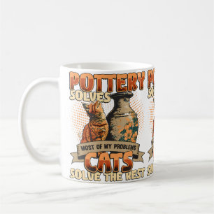 Töpferei löst die meisten meiner Probleme Katzenli Kaffeetasse