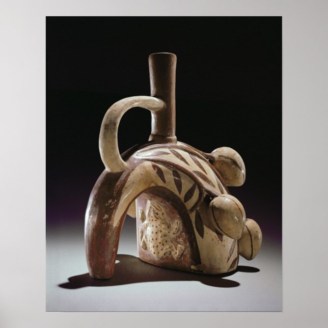 Töpfergefäß eines Frosches, der auf einen Kakaobau Poster (Vorne)